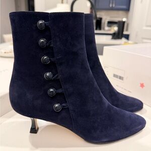 Manolo Blahnik Midnight Blue Ankle Boots